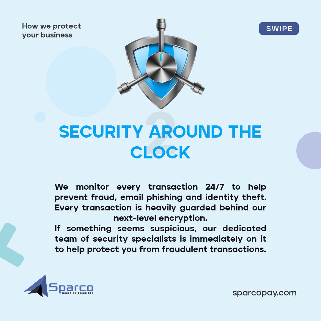SparcoInc_'s tweet photo. Security is not just a buzzword at Sparco 🔐 

Rest assured that your information and money are in safe hands.

We are committed to the success of business 💯

#sparco #crossborderpayment #Nigeria #lagos #kano #africa #internationalpayment #import #export #naijabusiness https://t.co/Fn51r3DUUC