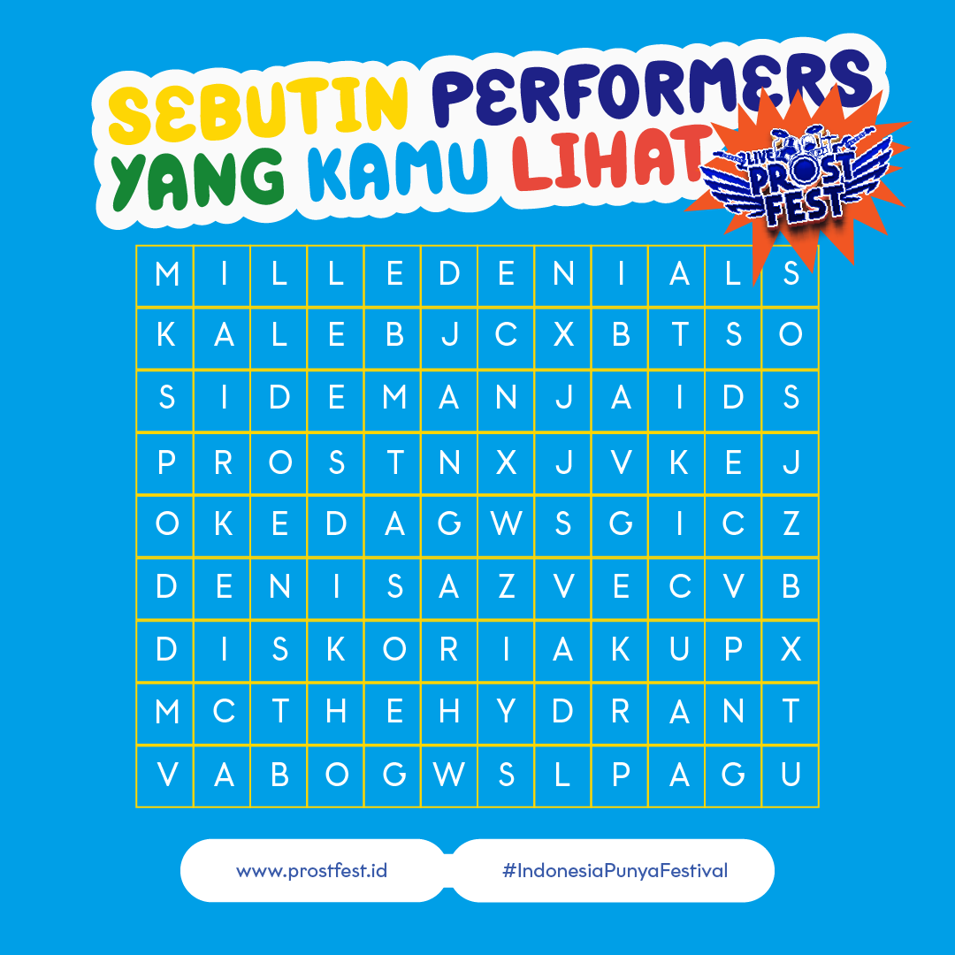 Kita mau kasih tantangan lagi nih buat Good People! Gas reply tweet ini ya!

#ProstFest
#IndonesiaPunyaFestival
#IndonesiaPunyaMusik
#IndonesiaPunyaRasa
#IndonesiaPunyaKarya