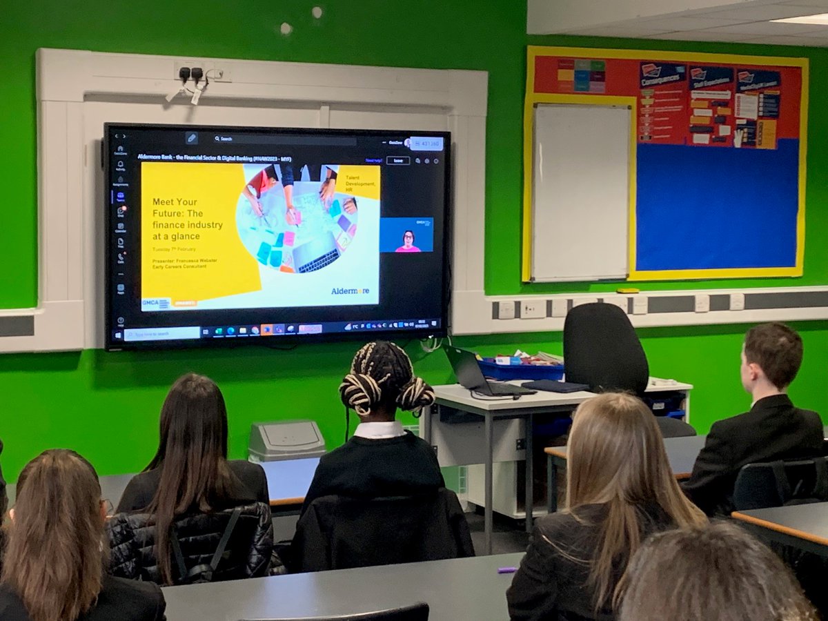 This morning all <a href="/OasisMediaCity/">Oasis Academy MediaCityUK</a> students from years 7, 8, 9 and 10  watched the <a href="/YourGMACS/">GMACS</a> Meet Your Future talk from <a href="/AldermoreBank/">Aldermore Bank</a>  for National Apprenticeship Week #NAW2023 #dreamjob <a href="/AldermoreNews/">Aldermore Press Office</a>