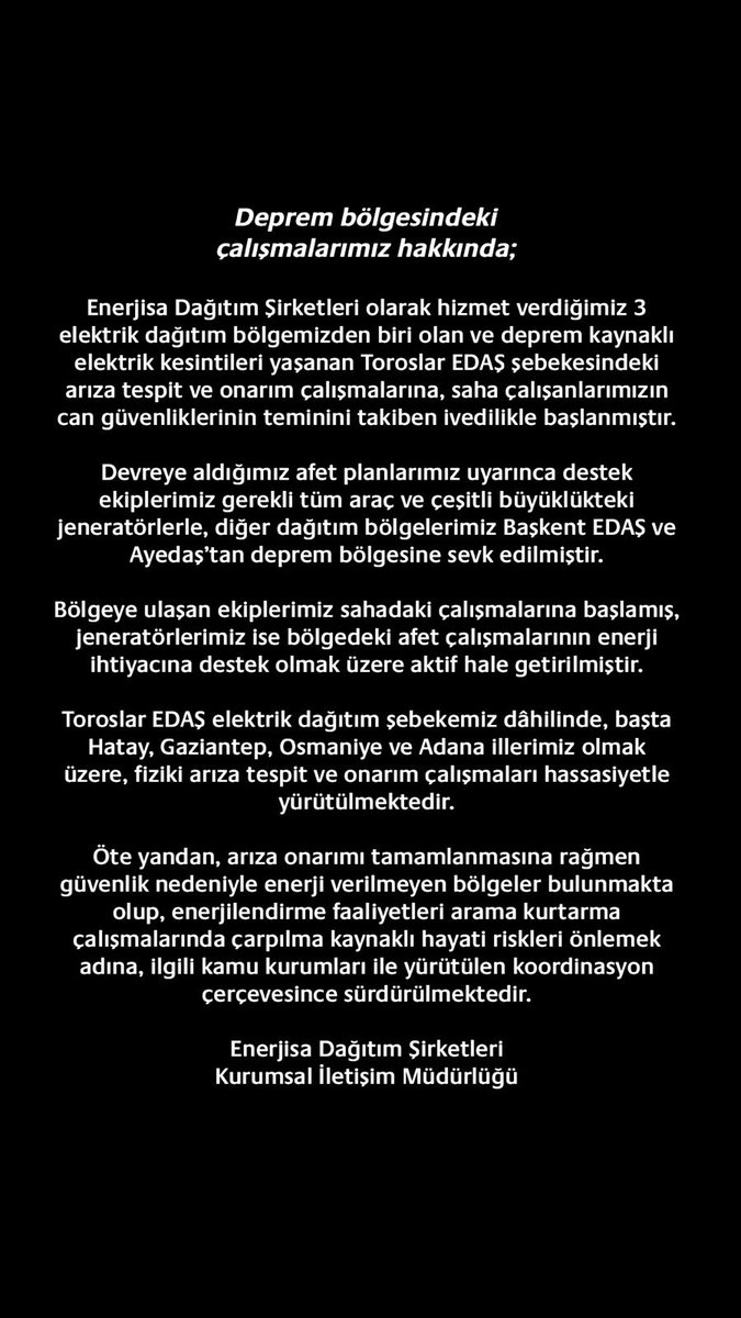Deprem Bölgesindeki Çalışmalarımız Hakkında
