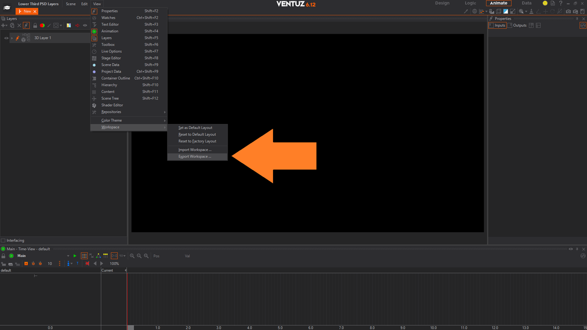 VentuzTech's tweet photo. If you've customized your Designer workspace how you'd like, you can save it by selecting Export Workspace from the View menu. You can even move your customized workspaces between machines if you copy your saved workspace (.vsw) files over. https://t.co/ZP968DnCX3