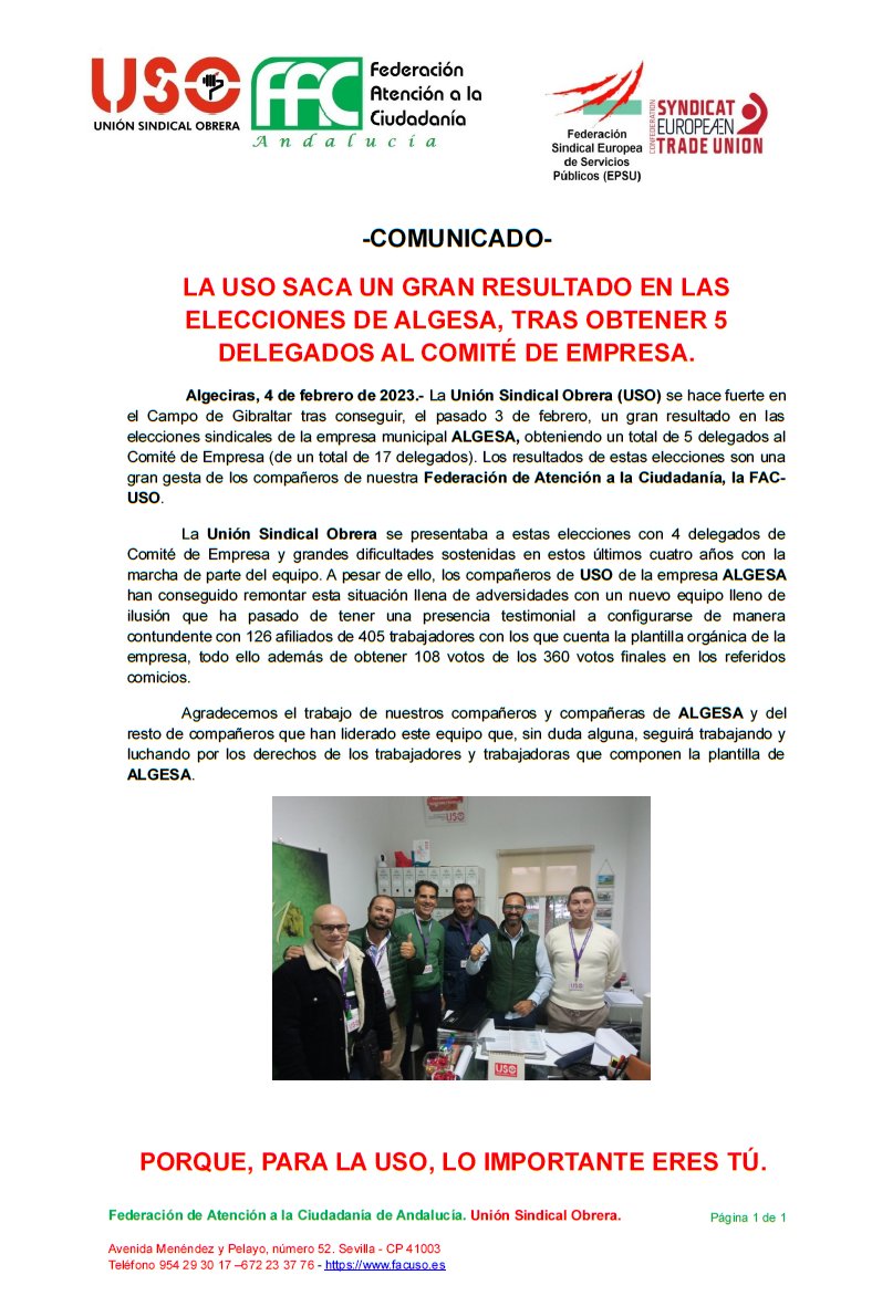 FAC-USO Andalucía (@facusoandalucia) on Twitter photo 