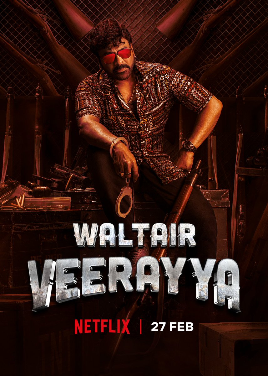 BRTV007's tweet photo. #WaltairVeeraya will be streaming from Feb 27 on NETFLIX. https://t.co/UGggAdUqCd