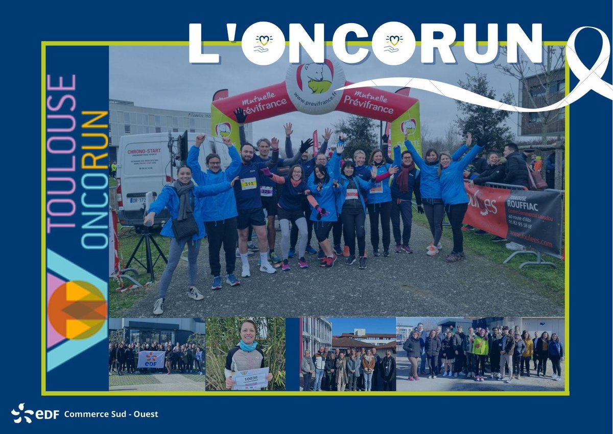 Ol_Roland's tweet photo. Tous les salariés d'EDF Commerce Sud-Ouest étaient mobilisés pour la lutte contre le cancer en participant à l'#oncorun de Toulouse 🏃‍♂️. Sur place ou à distance, chacun sa course mais le même engagement 🏅 https://t.co/2SIHWsHrWO