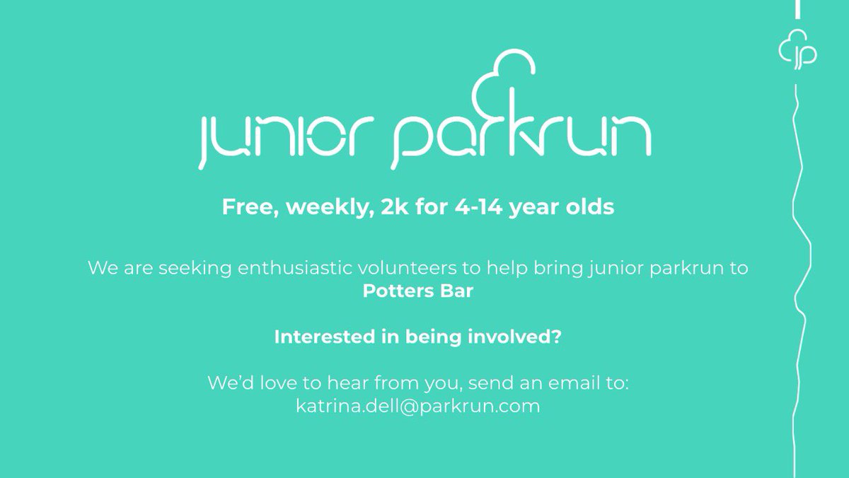 kd3ll's tweet image. Exciting news!!

We're being @juniorparkrunUK to Potters Bar and are now looking for #volunteers to help make it happen!

If you are interested or would like more details please email me at: katrina.dell@parkrun.com

#loveparkrun