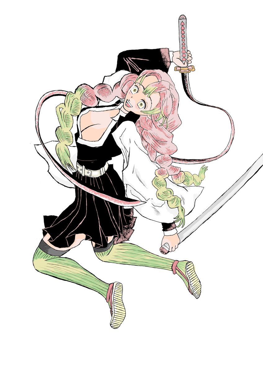 美鰻　クロ寅　（ジャンプルーキー）さんがTwitterに投稿した甘露寺蜜璃(鬼滅の刃)のイラスト。