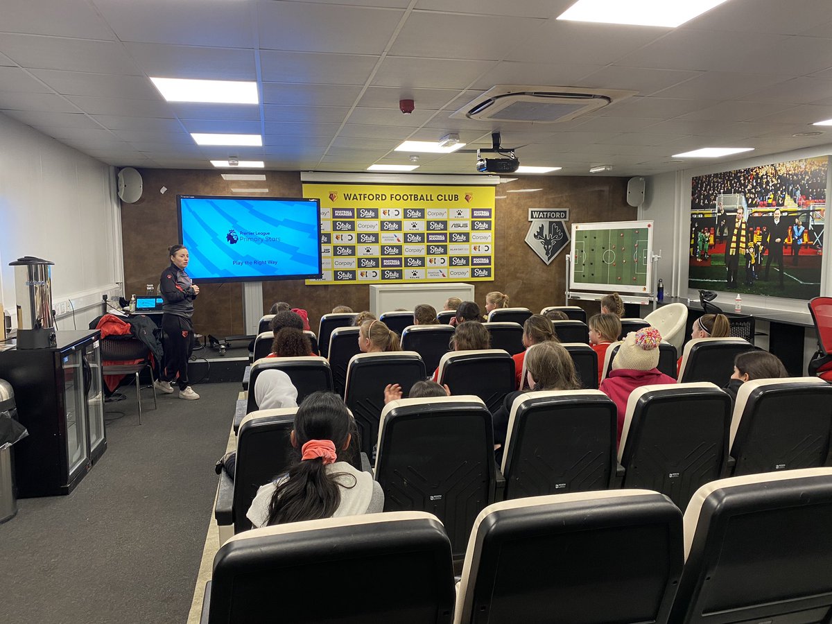We have made it! Looking forward to the <a href="/WFCTrust/">Watford FC CSE Trust</a> annual girls football tournament. #plprimarystars. We have a classroom session on #mentalhealthweek now. @WroxhamSchool