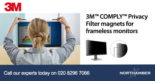 3M™ COMPLY™ Privacy Filter magnets for frameless monitors 
Your customers are now just one quick click away from world-class privacy and screen sharing. Talk to our experts on 020 8296 7066 or visit northamber.com/3m.
#3M #3Mprivacyfilters #privacyfilters