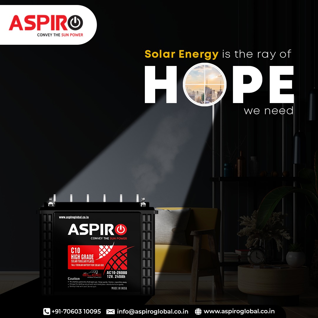 Solar is the way, Aspiro is here to change the day. Switch to solar and light up your life day and night with Aspiro solar batteries that have a stronger backup, durability, and high efficiency.

#aspiro #Battery #batterymanufacturerindia #batteryforhome #homeinverter