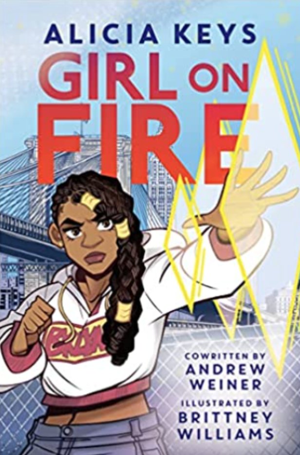 BriChisLibChat's tweet photo. Girl on Fire by @aliciakeys  and @TheAndrewWeiner Illustrated by Brittney Williams reimaging of what the superhero looks like through #girlpower #friendship and #family published by #HarperAlley @HarperCollinsCh  #ITMBookAwards2023 https://t.co/VRiyvpvfdQ
