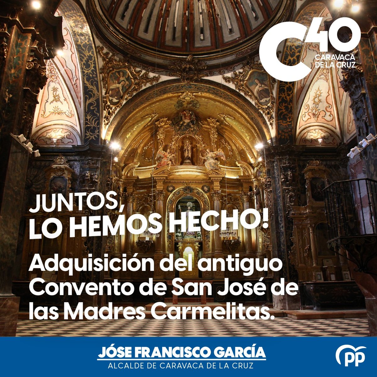 ppcaravaca's tweet photo. La adquisición por parte de la Comunidad Autónoma del antiguo Convento de San José de las Carmelitas Descalzas supuso la culminación de un intenso trabajo realizado por parte del equipo de Gobierno para recuperar y hacer público este histórico y emblemático inmueble. https://t.co/UTjofBUX4k