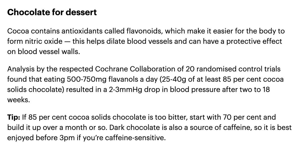 ggkuhnle's tweet photo. This is dangerous misinformation by @DailyMailUK and @TheGutHealthDoc: there is no evidence that chocolate has a beneficial effect on blood pressure - all evidence (including large RCTs) are on isolated compounds.

Chocolate is a very bad source of flavanols - drink tea! https://t.co/7c41BQyBVy