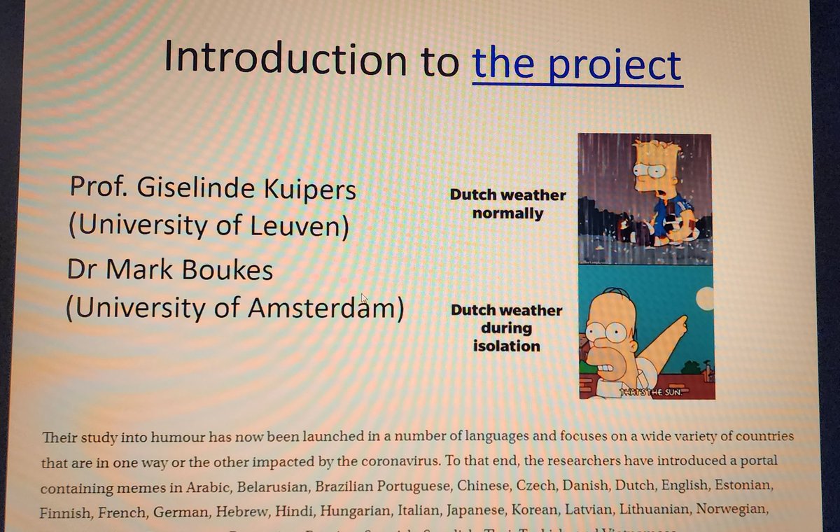 popculturals's tweet photo. Last panel of the day and we start with a global project on Covid humour, presenters Kerry Mullan, @rezaarab10, Jessica Milner Davis, Ying Cao and Michael Meany https://t.co/sNGbRIxXEc