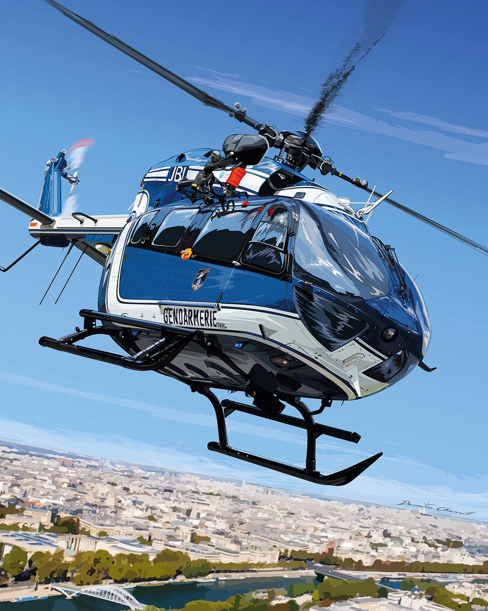 EC145 – Gendarmerie – Survol parisien – Illustration numérique au stylet – Tirages d’art disponible dans la boutique – damiencharrit.com/products/ec-14…
 
#gendarmerie #airbus #illustration #imprimfrance #helicoptere #paris