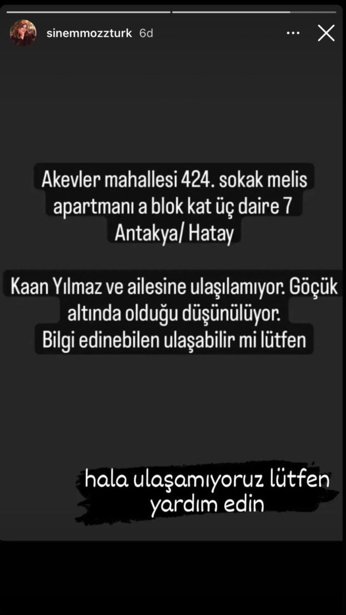 <a href="/haluklevent/">Haluk Levent ( Ahbap Ekibi )</a> Lütfen HATAYdan vazgeçmeyin bir sürü insan bu şekilde çaresizce yardım bekliyor. Her geçen saat aleyhimize işliyor!!! Lütfen arkadaşlarımızdan ailemizden vazgeçmeyin <a href="/AFADBaskanlik/">AFAD</a> <a href="/DepremDairesi/">AFAD Deprem</a> <a href="/AFADHatay/">AFAD HATAY</a> @FOXhaber <a href="/ahbap/">Ahbap</a> @ahbap_insanlik <a href="/haluklevent/">Haluk Levent ( Ahbap Ekibi )</a>