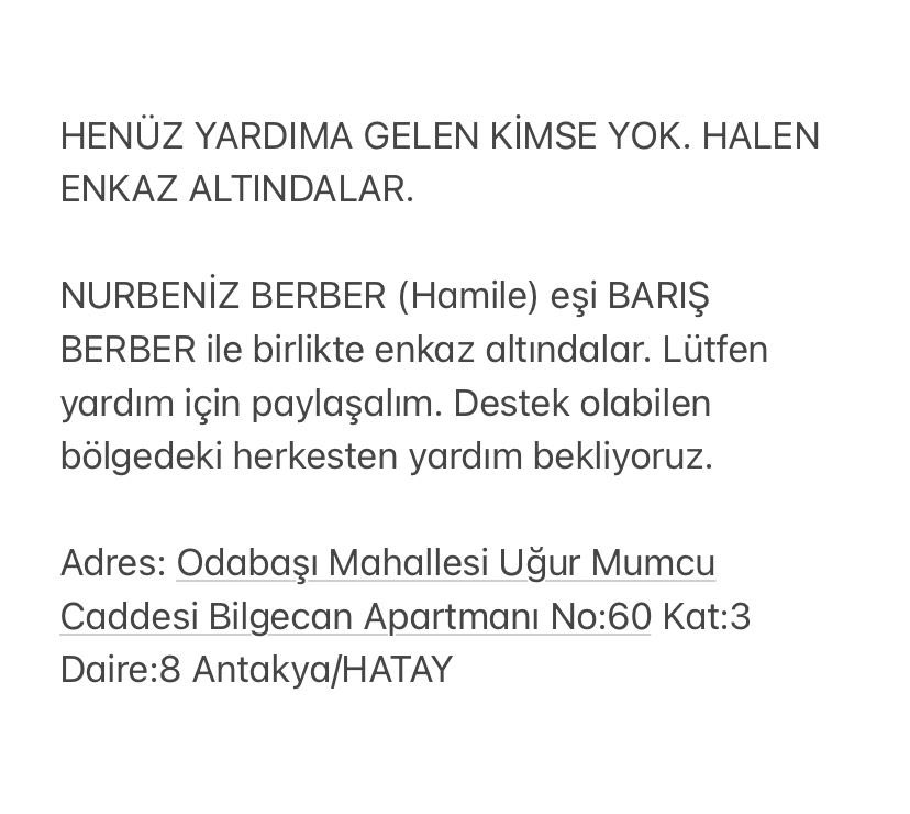 Yardım çığlıklarına kulak verelim!
<a href="/AFADBaskanlik/">AFAD</a> <a href="/AFADHatay/">AFAD HATAY</a> <a href="/HatayBSB/">Hatay Büyükşehir Belediyesi</a> <a href="/DocDrLutfuSavas/">Lütfü Savaş 🇹🇷</a>