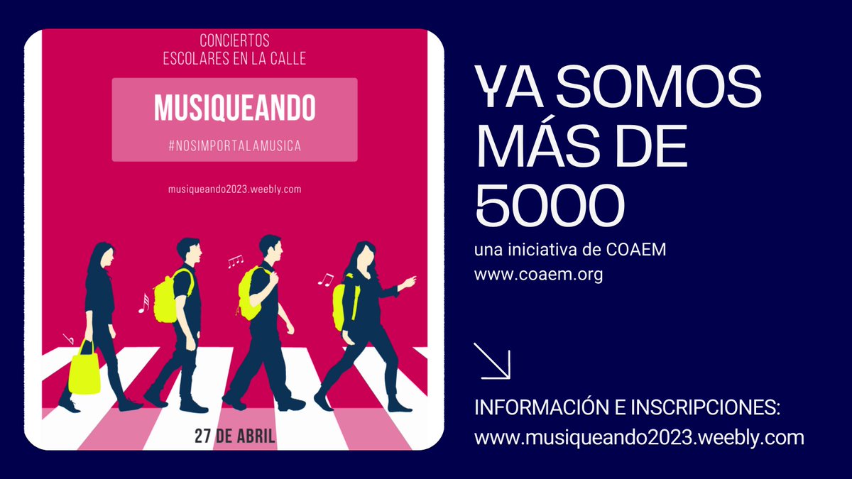 coaem (@coaemcoaem) on Twitter photo ¡Este año, anímate y musiquea!
musiqueando2023.weebly.com. <a href="/apmaragon/">apmaragon</a> <a href="/Apromusna_Namus/">apromusna-namusire</a> <a href="/AProMusicA_AND/">AProMúsicA_Andalucía</a>
<a href="/aulodiacv/">Aulodia</a> <a href="/AldareaCLM/">ALDÁREA-CLM</a> <a href="/AEMCAT_cat/">Associació AEMCAT</a> <a href="/apMUSem/">apMUSem</a> <a href="/Promusica_Rioja/">Promúsica La Rioja</a> <a href="/imusicar/">Proyecto Imusicar</a> <a href="/FSMCV/">FSMCV</a> <a href="/ApemexE/">apemex_edmusical</a> <a href="/admurm_/">ADMURM</a> <a href="/C_ConEuterpe/">Congreso Con Euterpe</a> @AsomusicaG
#musiqueando2023 #educaconmusica
#nosimportalamusica ¡Este año, anímate y musiquea!
musiqueando2023.weebly.com. <a href="/apmaragon/">apmaragon</a> <a href="/Apromusna_Namus/">apromusna-namusire</a> <a href="/AProMusicA_AND/">AProMúsicA_Andalucía</a>
<a href="/aulodiacv/">Aulodia</a> <a href="/AldareaCLM/">ALDÁREA-CLM</a> <a href="/AEMCAT_cat/">Associació AEMCAT</a> <a href="/apMUSem/">apMUSem</a> <a href="/Promusica_Rioja/">Promúsica La Rioja</a> <a href="/imusicar/">Proyecto Imusicar</a> <a href="/FSMCV/">FSMCV</a> <a href="/ApemexE/">apemex_edmusical</a> <a href="/admurm_/">ADMURM</a> <a href="/C_ConEuterpe/">Congreso Con Euterpe</a> @AsomusicaG
#musiqueando2023 #educaconmusica
#nosimportalamusica