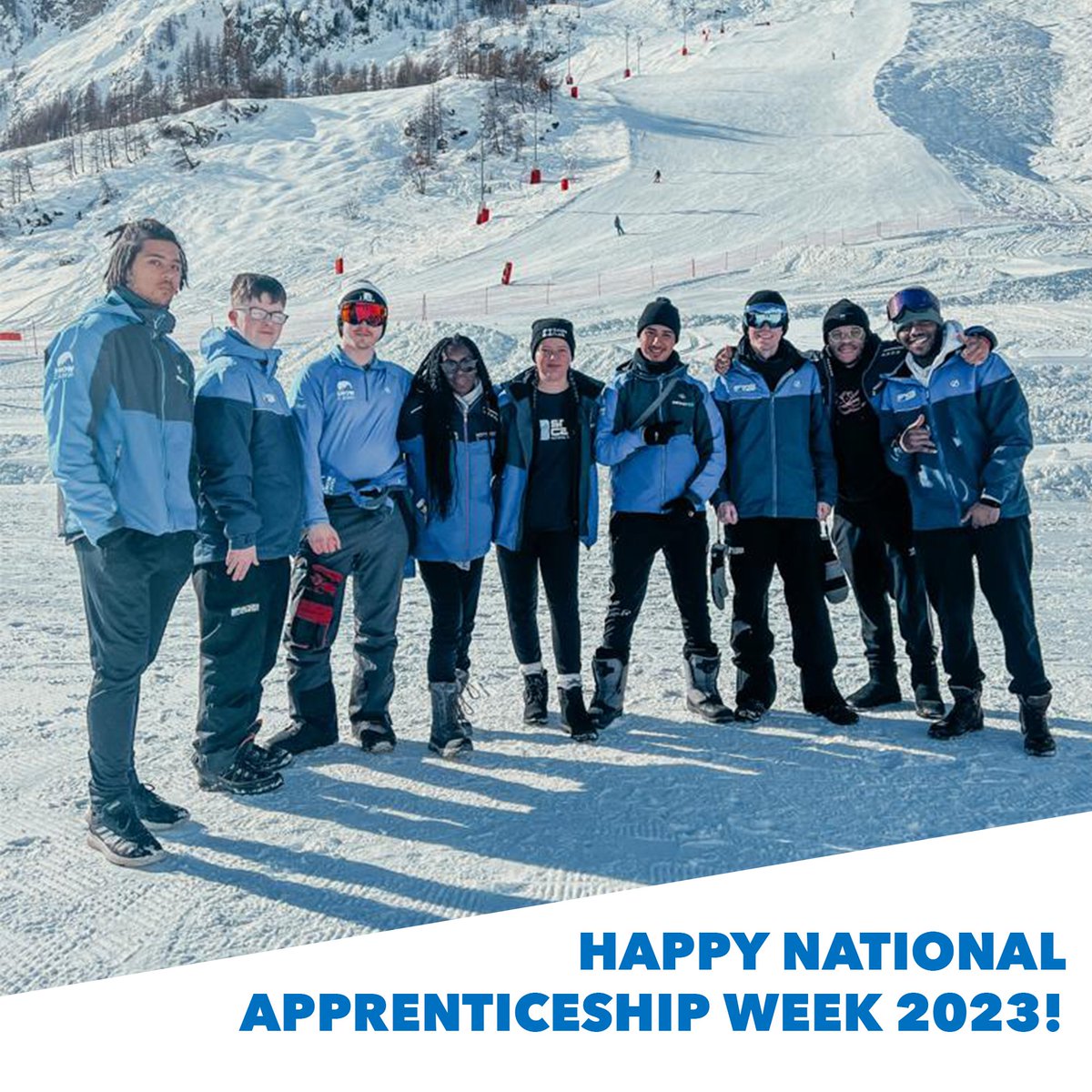 SnowCampInfo's tweet photo. We're excited to be celebrating #NAW2023! 🎉 Every year we are lucky to support and be supported by a wonderful group of young people on our apprenticeship scheme. 

Being a Snow Camp apprentice can open up a number of doors in and around the snowsports industry including... https://t.co/83ZTBzgFjs