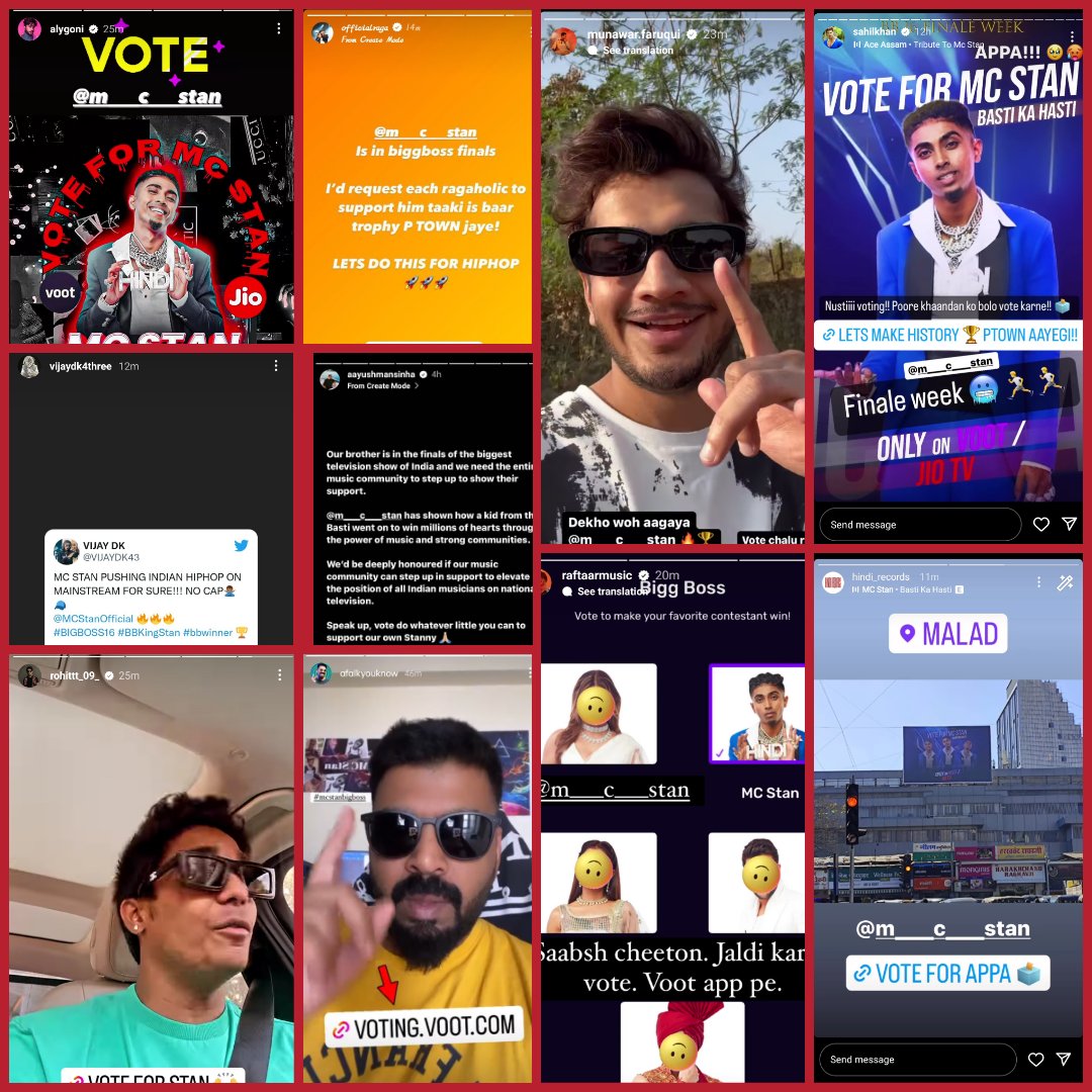 ItsTeamMCStan's tweet photo. Vote appeals for #MCStan Today
@rohittt_09_ IG 25M
@iSahilKhan IG 11.3M
@AlyGoni IG 5.1M
@munawar0018 IG 4.7M
@raftaarmusic IG 3.7M
@VIJAYDK43 YT 319K
@shivamdhakad88 YT 303K
@AFAIKyouknow YT 219K
@EwillMyth  IG 218K

Just started more Appeals To come
#BB16  #BiggBoss16 🏋️🏃🏃 https://t.co/YgAeWbjlbA