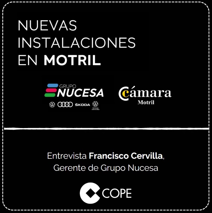 ✅¡Nuestro socio <a href="/GrupoNucesa/">Grupo Nucesa</a>  se ha instalado en #Motril y tiene mucho que ofrecer a la costa!

📢La Cámara presentó a Francisco Cervilla, gerente de la marca, en los micrófonos de <a href="/Copemotril/">COPE Motril</a> 

Escucha aquí la entrevista
fb.watch/ixSIDNASBS/