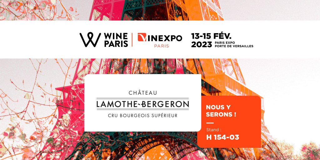 𝗘𝗩𝗘𝗡𝗘𝗠𝗘𝗡𝗧 🍷 𝗝-𝟳 avant le début du Wine Paris 2023 ! Le Château Lamothe-Bergeron y sera présent pendant ces trois jours alors n'hésitez pas à venir nous voir 😉. #vin #wineparis #vinexpo2023 #medoc @CrusBourgeois @medoc_hautmedoc @VinsdeBordeaux @QuiChoisitLeVin