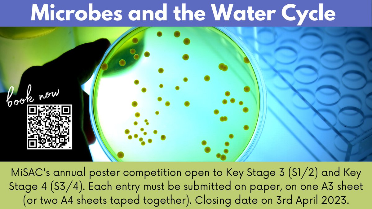 Take part in our annual poster competition, exploring the role of microbes in the water cycle. For more information on how your learners can take part, visit the MiSAC website: misac.org.uk/competition.ht…