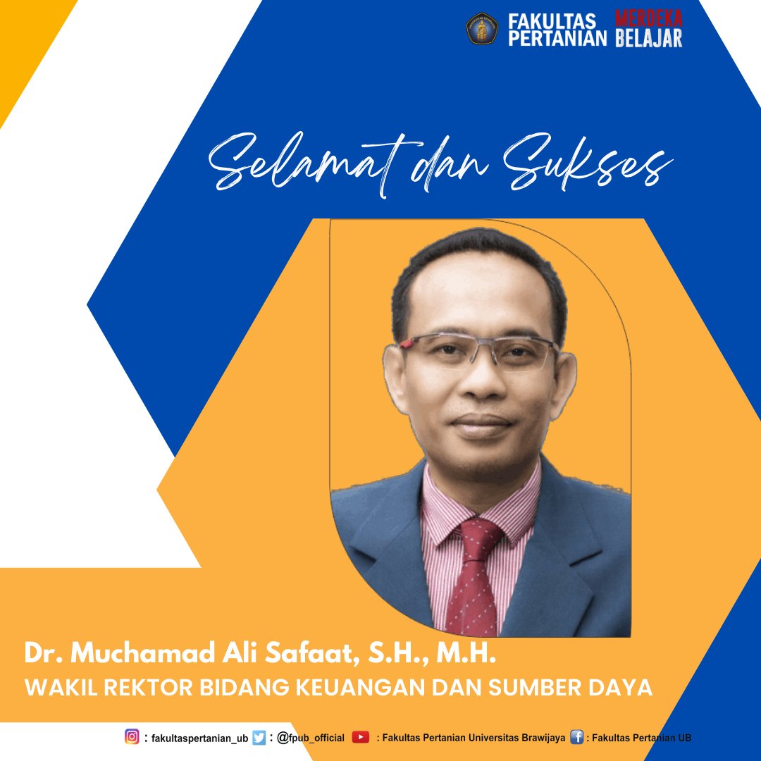 RT fpub_official "Dekan dan Pimpinan serta Keluarga Besar 
Fakultas Pertanian Universitas Brawijaya
mengucapkan Selamat &amp; Sukses 
kepada jajaran Wakil Rektor Universitas Brawijaya. "