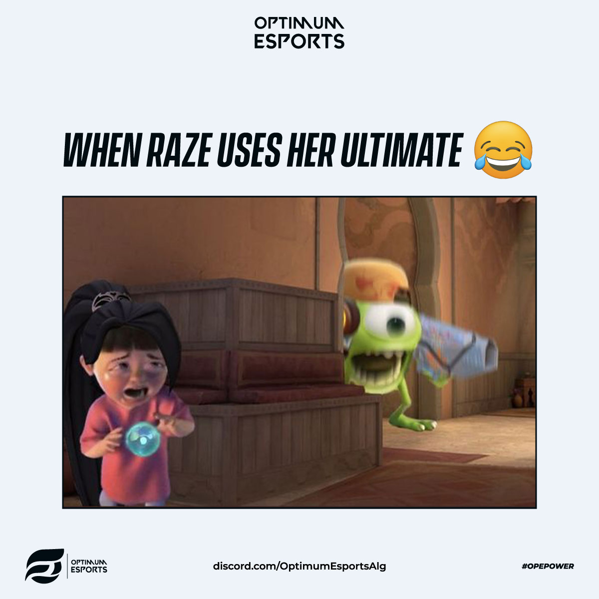 optesportsalg's tweet photo. When raze uses her ultimate ๐
#opepower #gaming #community #gaming #valorant #chitashirts #pasninja https://t.co/J3VK1aqCKx