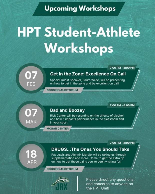 jax_sas's tweet photo. The HPT Student-Athlete Workshop Series is back for SPRING!  Off to a sizzling start tonight!  We'll see you there... https://t.co/lLllfpoyyp