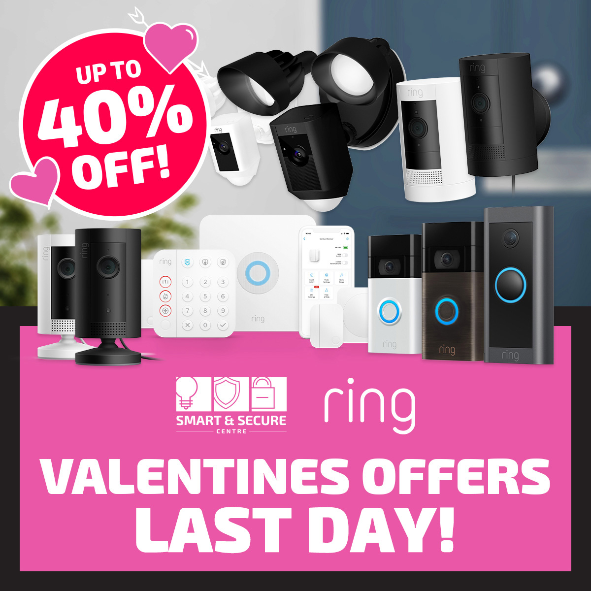 📣LAST DAY #Ring #Valentines #Offers - Up to 40% Off! 
💕DON"T MISS OUT💘
🛒smart-secure.co.uk/product-tag/ri…

Offer expires 14th Feb 2023 @ 23.59 BST
#smartsecure #smarthome #homeautomation #halesowen #limitedtimeoffer #security #camera #doorbell #valentinesgift #valentines2023