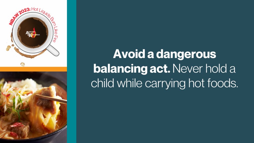 UCIBurnCenter's tweet photo. Yesterday was about hot drinks.... Hot foods still applies 😉 Stay safe when holding children #NBAW #burnprevention https://t.co/9Pl6VwGXkr