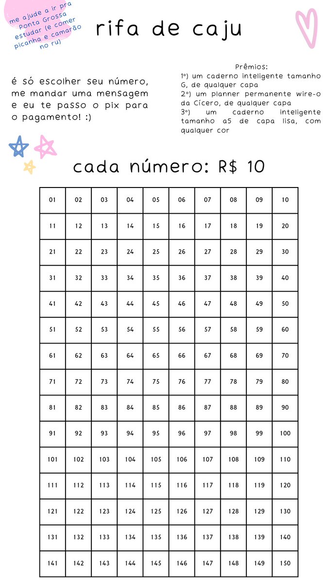 cajuying's tweet image. OIEE!! eu passei em medicina na UEPG e estou fazendo essa rifa para me ajudar com os gastos da minha mudança, pq moro em outra cidade.

cada número é R$10, e serão 3 sorteados!
quem quiser participar é só me mandar uma mensagem 💜