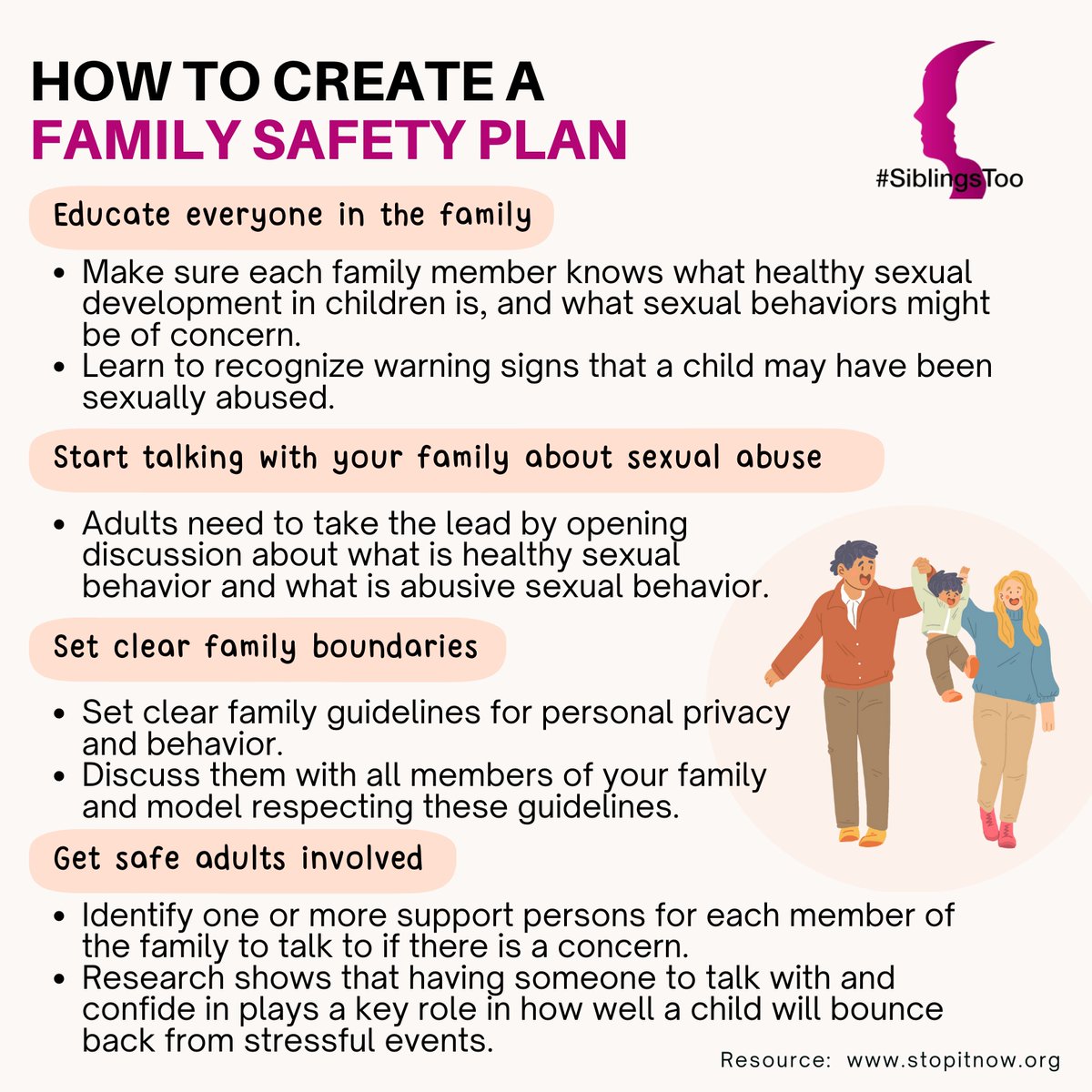 These guidelines can help create a safer environment for your family by reducing the risk of sexual abuse.

By understanding the factors that can increase a child's vulnerability to abuse, you can take proactive steps to protect them.

#SiblingsToo #notchildsplay #SSAresearch