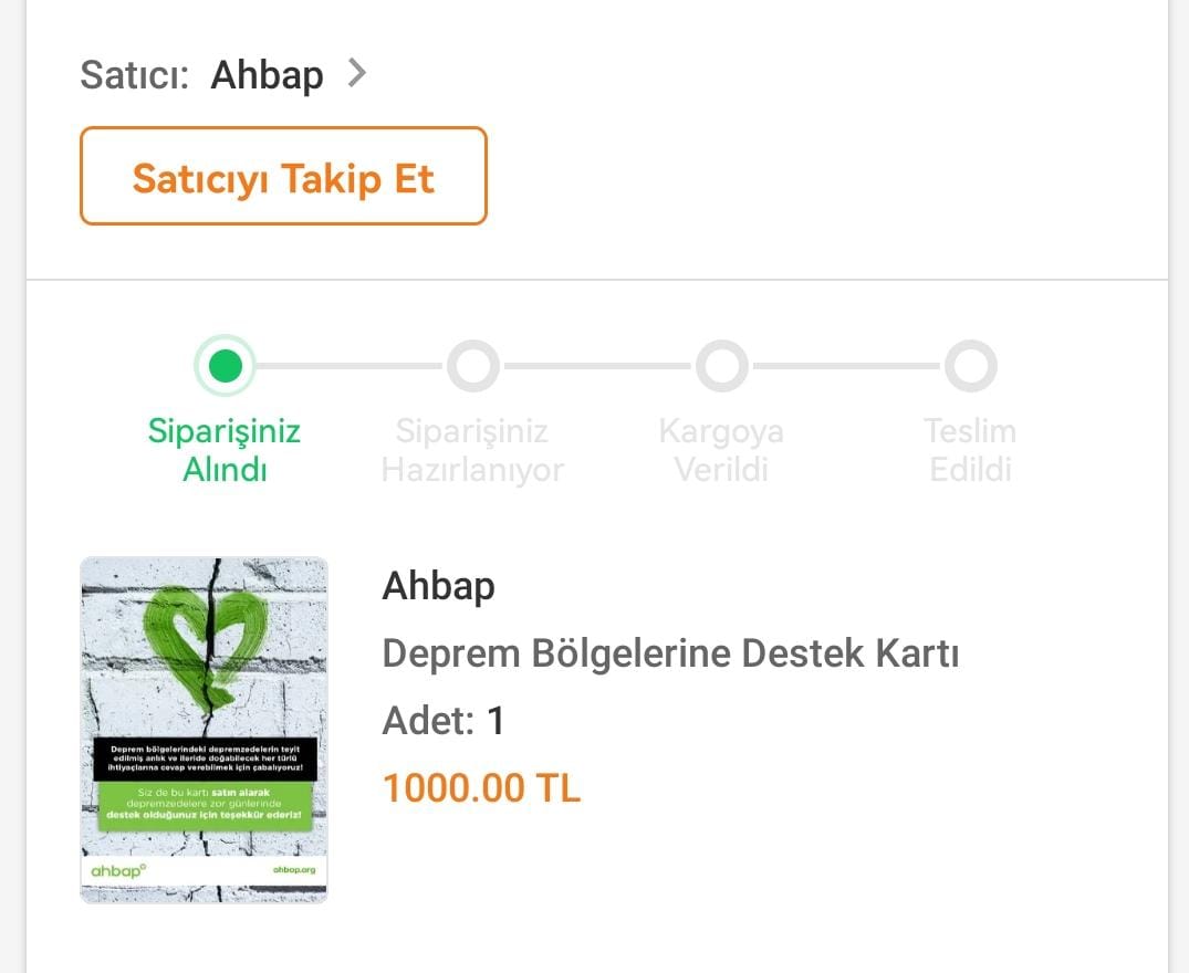 Ben de paylaşıyorum. Elinizden ne kadar geliyorsa Trendyol üzerinden Ahbap'a bağışta bulunabilirsiniz. trendyol.com/pd/ahbap/depre…