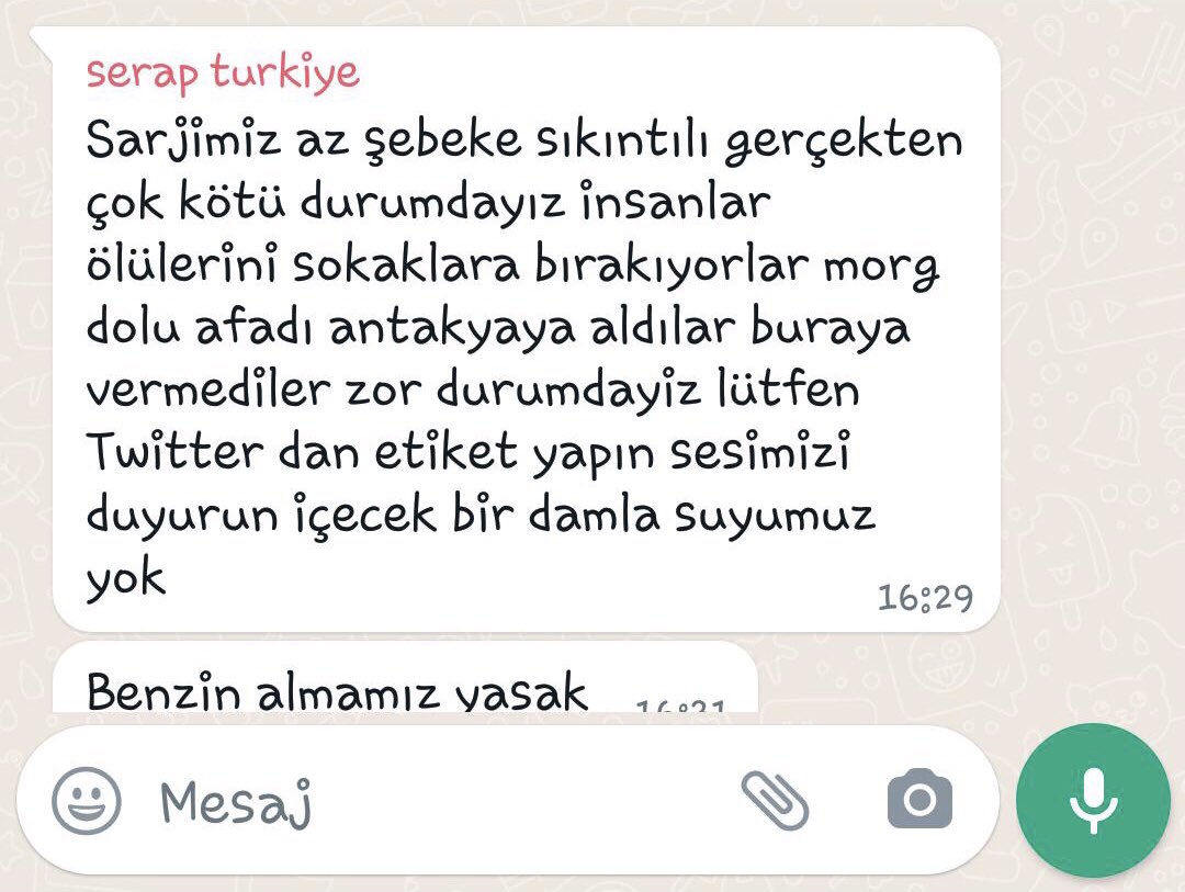 Gülce (@gulcegngr) on Twitter photo Hatay Samandağdaki arkadaşlarımızın yardıma ihtiyacı var maalesef günlerdir hiçbir yardım kendilerine ulaşmamış #hatayyardimbekliyor #sondakikadeprem #AHBAP #afaddeprem #afad <a href="/haluklevent/">Haluk Levent ( Ahbap Ekibi )</a> #Hataysamandağ #hatay #HatayıKaderineTerkEtme Hatay Samandağdaki arkadaşlarımızın yardıma ihtiyacı var maalesef günlerdir hiçbir yardım kendilerine ulaşmamış #hatayyardimbekliyor #sondakikadeprem #AHBAP #afaddeprem #afad <a href="/haluklevent/">Haluk Levent ( Ahbap Ekibi )</a> #Hataysamandağ #hatay #HatayıKaderineTerkEtme