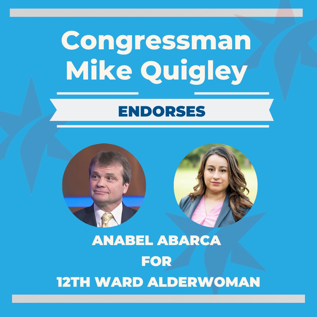 Honored to have the endorsement of <a href="/RepMikeQuigley/">Mike Quigley</a> who has been a reformer, good governance advocate, and strong ally of LGBTQ+ rights. I learned so much during my time as a staffer for his office and it's serving me well as Alderwoman!