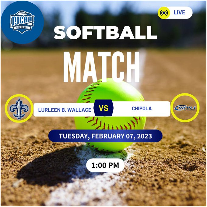 Lurleen B. Wallace 🆚 Chipola | NJCAA Softball
⏰ 1:00 PM
📆 Tuesday, February 07, 2023
Live Game: bit.ly/40uGoYh
@SoftballLBWCC <a href="/LBWsports/">LBW Athletics</a> <a href="/LBWCC/">LBW Community College</a> <a href="/KacyPartridge/">K ᴀ ᴄ ʏ</a> <a href="/alexandraerwin3/">Alexandra Erwin</a> <a href="/emmaolive06/">Emma Olive</a> <a href="/HollonBrock1/">Hollon Brock</a>