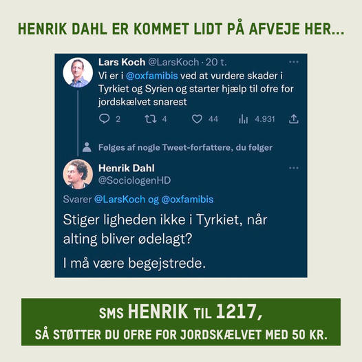 LarsKoch's tweet image. Støt jordskælvsofrene med vand, shelter og mad