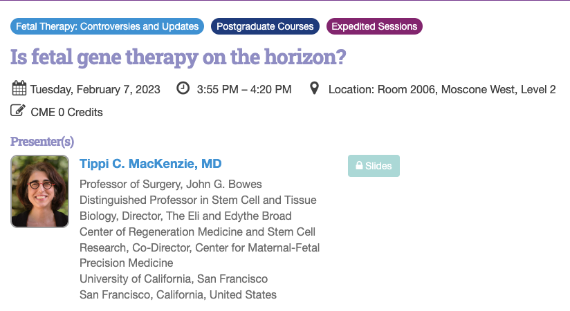 UCSF Center for Maternal-Fetal Precision Medicine (@ucsfcmfpm) on Twitter photo #SMFM23 attendees, our Center Co-Director <a href="/MackenzieTippi/">Tippi MacKenzie</a> presents “Is Fetal Gene Therapy on the Horizon?” today at 3:55 PM in Rm 2006—part of the Fetal Therapy: Controversies and Updates Post Graduate Course <a href="/UCSFfetal/">UCSF Fetal Treatment Center</a> <a href="/MySMFM/">SMFM</a> #SMFM23 attendees, our Center Co-Director <a href="/MackenzieTippi/">Tippi MacKenzie</a> presents “Is Fetal Gene Therapy on the Horizon?” today at 3:55 PM in Rm 2006—part of the Fetal Therapy: Controversies and Updates Post Graduate Course <a href="/UCSFfetal/">UCSF Fetal Treatment Center</a> <a href="/MySMFM/">SMFM</a>