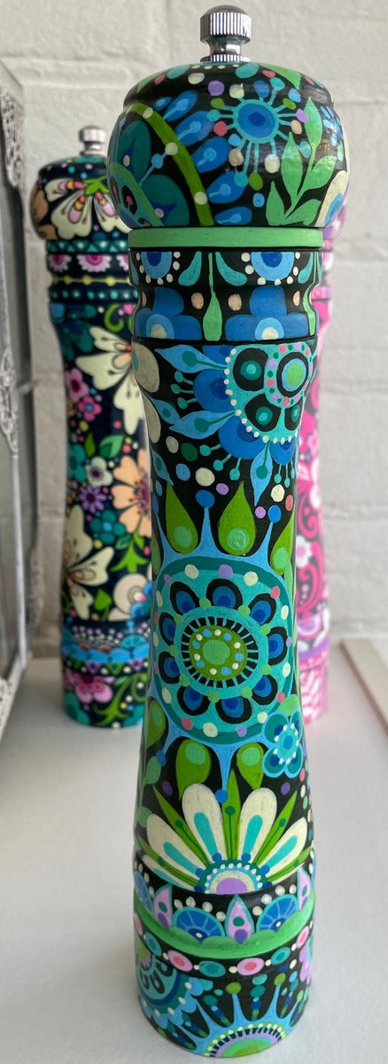 #One-off Hand painted 10 inch Wooden #PepperMill #giftideas #indieshop #boutique spice up your life!  etsy.me/3x30LON