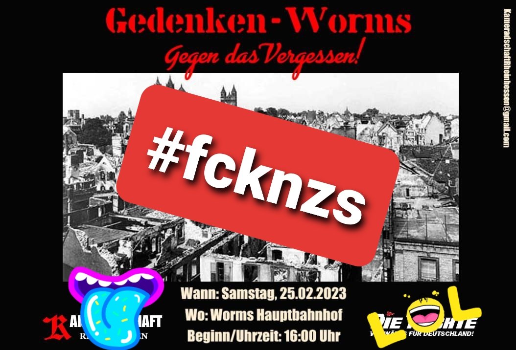 #Rechtsextremistischer Trümmerhaufen #Rheinhessen probt Zwergenaufstand am 25.02. in  #Worms
#wo2502