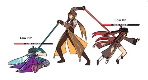 2 type of low hp  #xiao #zhongli #hutao 