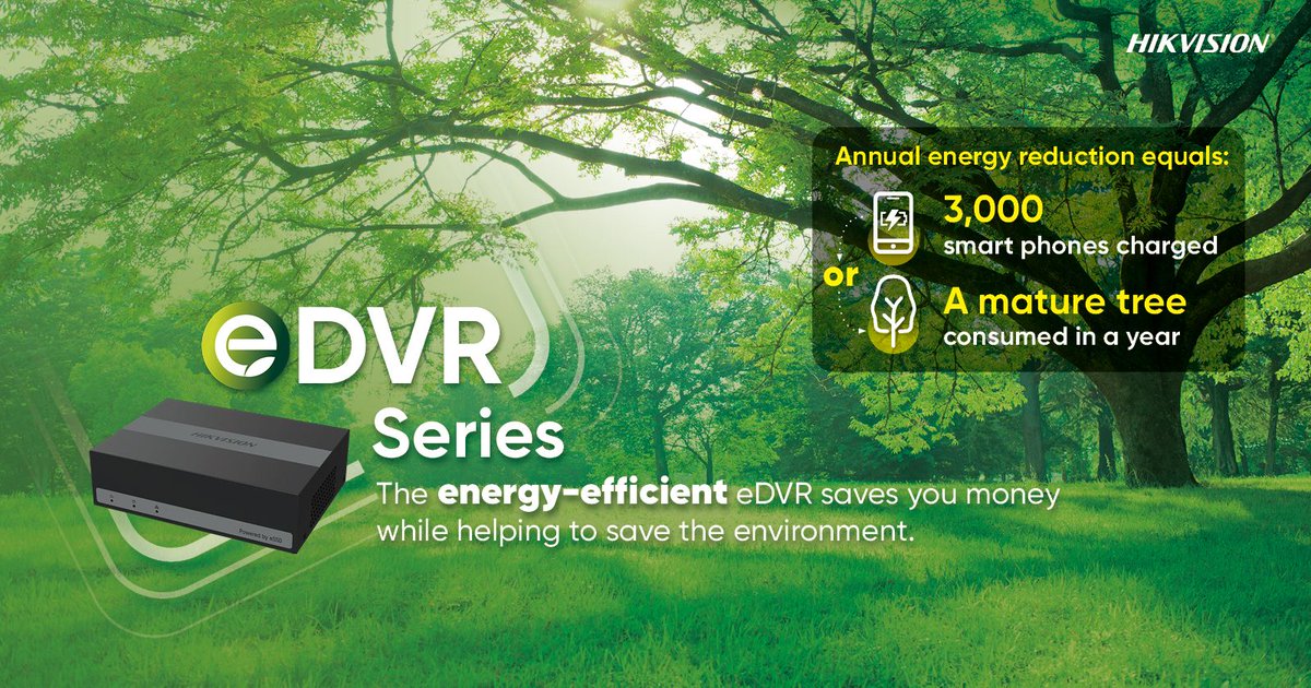 Hikvision_SA's tweet photo. The energy-efficient eDVR saves you money while helping to save the environment.

Learn more: https://t.co/OvxqQlY6vs

#Hikvision #eDVR https://t.co/R0qvTubwZj