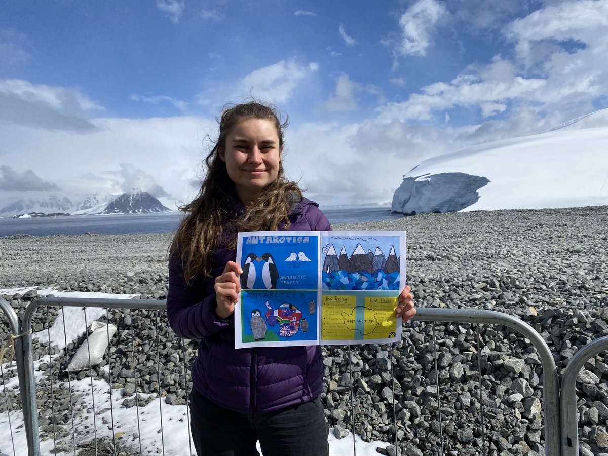 GoldingtonAcad's tweet photo. We are so excited to see some of our Year 8 flags about the importance of Antarctica in Antarctica! A huge thanks to Katie Handford and the @UKPolarNetwork for making this possible. Well done to our Year 8 Geographers. #geogrocks https://t.co/YU93abtRFw
