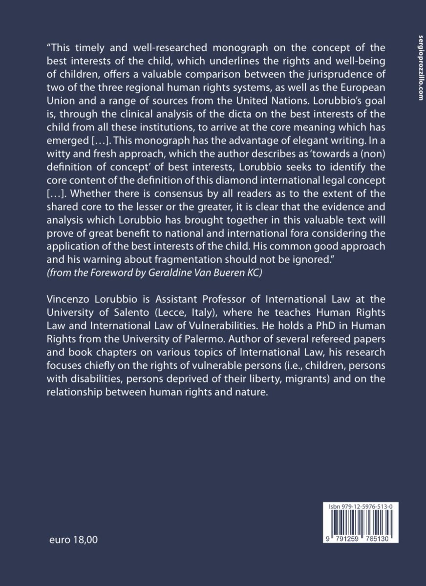 My second monograph, ‘The Best Interests of the Child. More than 'a Right, a Principle, a Rule of Procedure' of International Law’, is finally out! I’m infinitely grateful to #GeraldineVanBueren for her wonderful foreword.
#HumanRights #InternationalLaw 
tinyurl.com/ykex2ndr