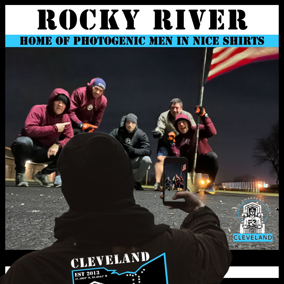 F3Cleveland's tweet photo. It is a known fact that working out will make you more photogenic and 12% better looking. Especially while wearing matching 10yr anniversary shirts! 

#photogenic #workoutphoto #MatchingOutfits 
#f3river #f3cleveland #f3nation https://t.co/vJnjj6yTs2