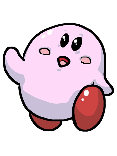 kirby no humans white background simple background open mouth solo full body black eyes  illustration images