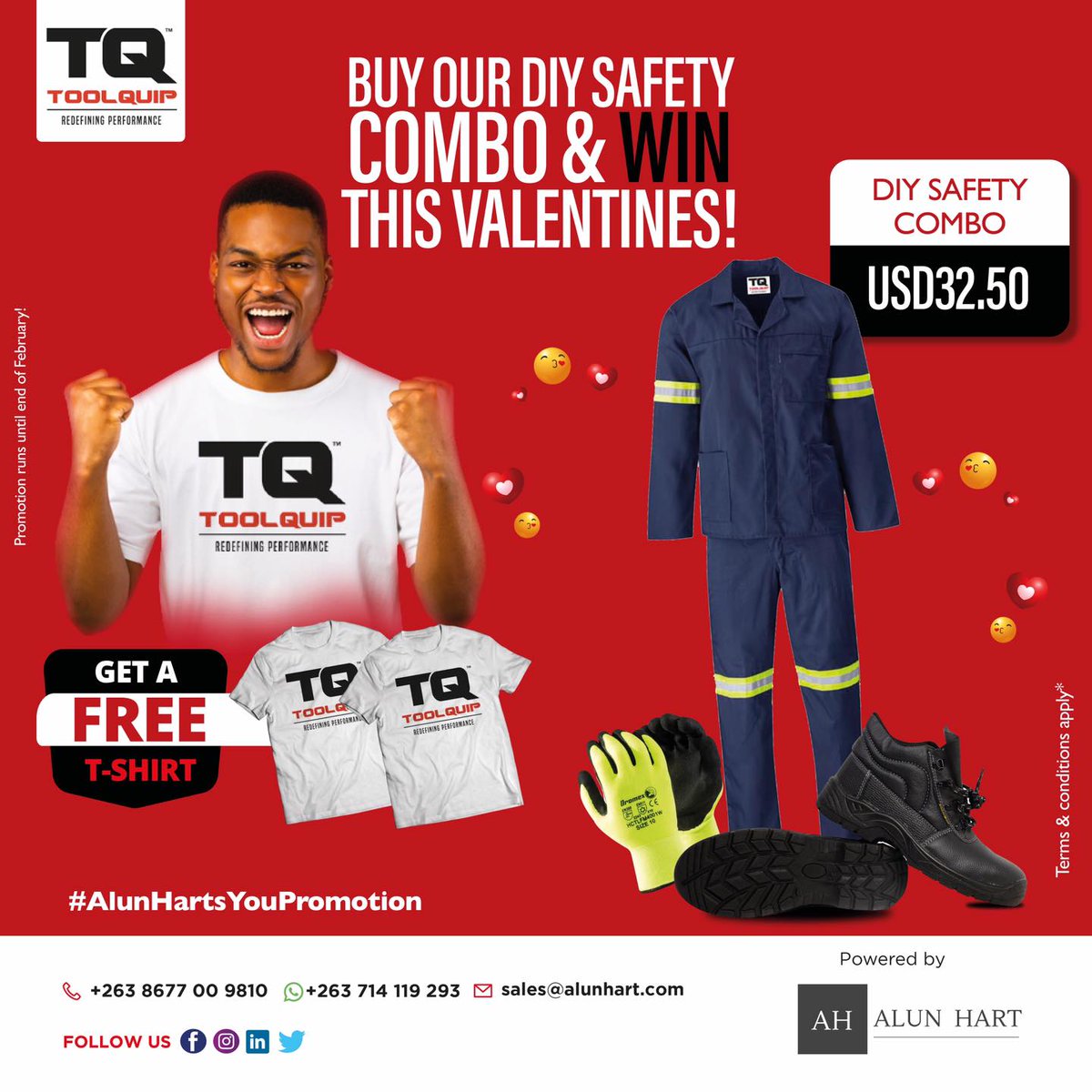 Alun_Hart_Ent's tweet photo. Introducing our "Do it yourself safety combo" for just US$32.50!! Get a complimentary #ToolQuip branded T-shirt with every purchase of this combo.

Contact us:
Phone: 08677 00 9810
WhatsApp: +263 714 119 293 
email: sales@alunhart.com 

#AlunHartsYou #Toolquip #AlunHart https://t.co/F1cBAWRQMB