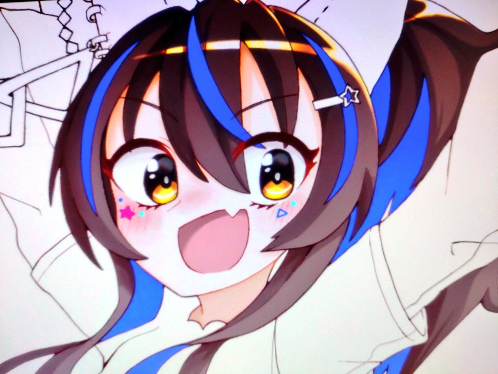 「お顔可愛く描けたね(自己肯定力ブースト)明日か明後日には完成すると良いね!ウェイ」|ちゃっか♨Skeb募集中‼️のイラスト