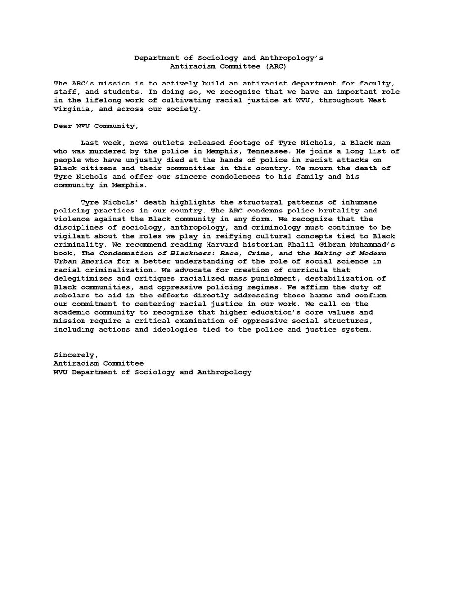 A message from SOCA Antiracism Committee